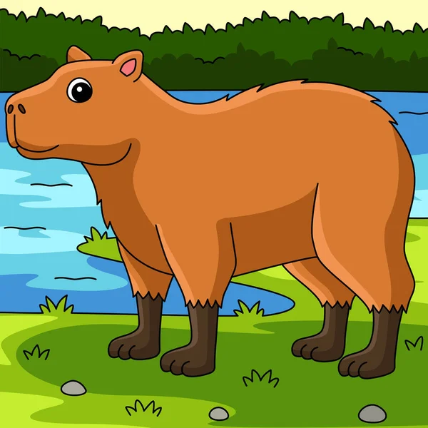 Cartoon Clipart Shows Capybara Animal Illustration — Vector de stock