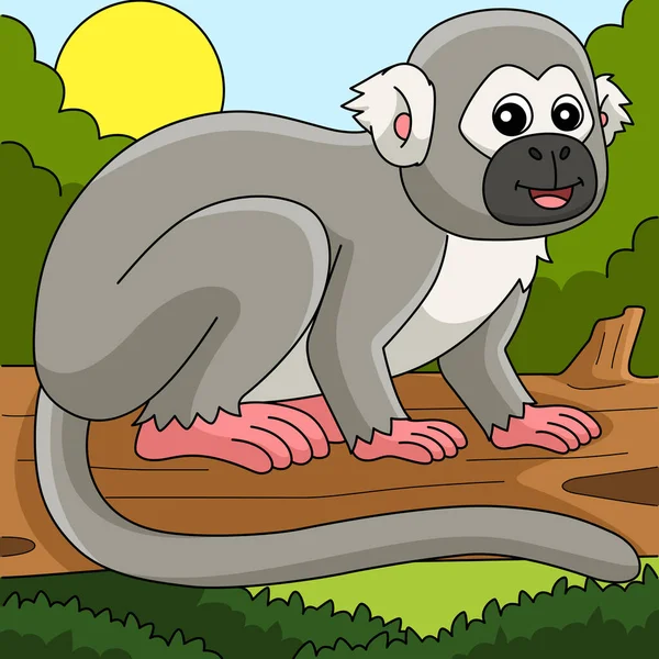 Cartoon Clipart Shows Squirrel Monkey Animal Illustration — Vector de stock