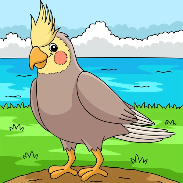 Cartoon Clipart Shows Cockatiel Animal Illustration — ストックベクタ