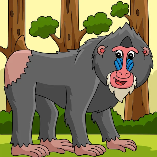 Cartoon Clipart Shows Mandrill Animal Illustration —  Vetores de Stock