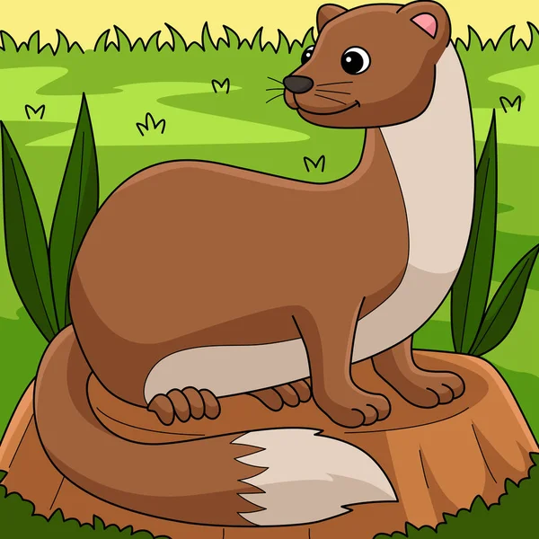 Cartoon Clipart Shows Weasel Animal Illustration — Stockový vektor