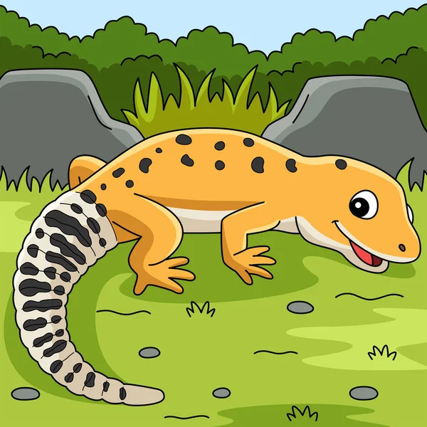 Cartoon Clipart Shows Leopard Gecko Animal Illustration — Stockový vektor