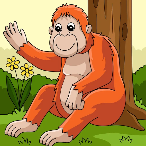 Cartoon Clipart Shows Orangutan Animal Illustration — Stok Vektör