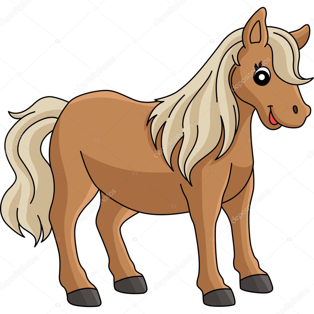 This cartoon clipart shows a Pony Animal illustration
