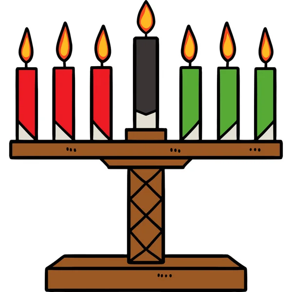 Dieser Cartoon Clip Zeigt Eine Illustration Von Kwanzaa Kinara — Stockvektor