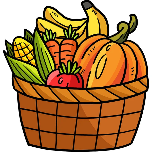 Cartoon Clipart Shows Vegetable Basket Illustration — Stock Vector