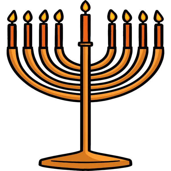 Ten Klip Kreskówki Pokazuje Chanuka Menorah Ilustracji — Wektor stockowy