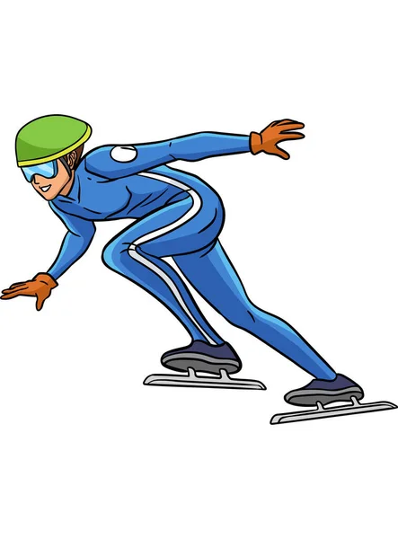 Clipart Dessin Animé Montre Une Illustration Patinage Vitesse — Image vectorielle