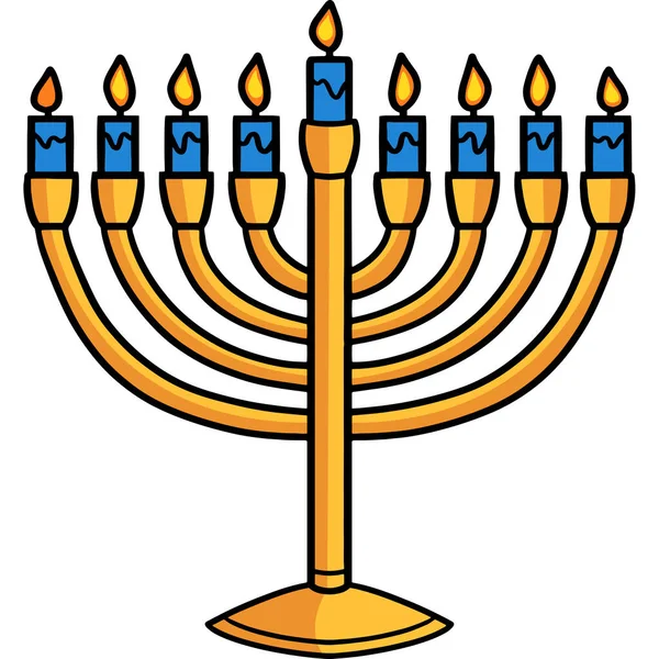 Rajzfilm Előfizetői Mutatja Hanuka Menorah Illusztráció — Stock Vector