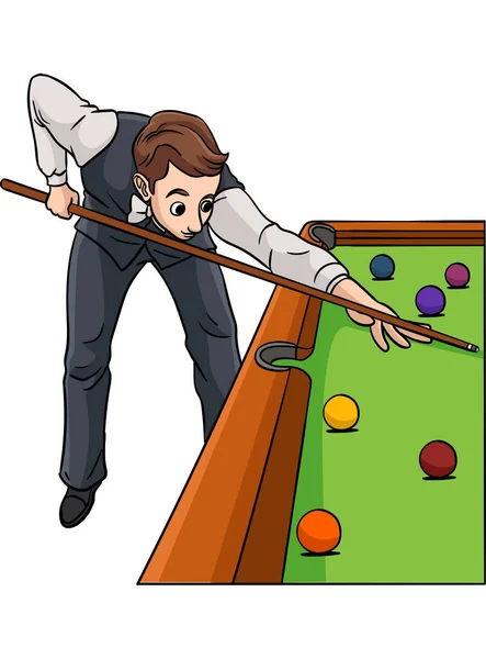 Karikatür Parçası Snooker Illüstrasyonunu Gösteriyor — Stok Vektör