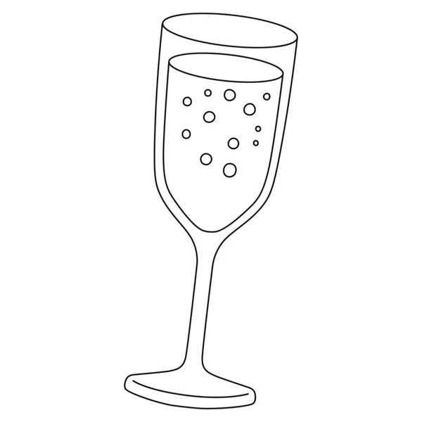 Cute Funny Coloring Page Glass Wine Provides Hours Coloring Fun — ストックベクタ