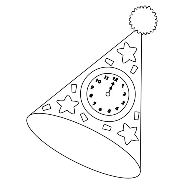 Cute Funny Page New Years Eve Party Hat Provides Hours — 스톡 벡터
