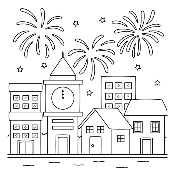 Cute Funny Coloring Page Fireworks Provides Hours Coloring Fun Children — Vector de stock