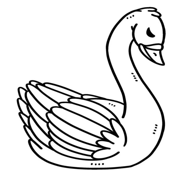 Симпатичная Смешная Раскраска Лебедя Обеспечивает Детям Часы Раскрашивания Цвет Страница — стоковый вектор