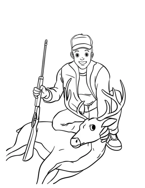 Eine Süße Und Lustige Malseite Von Deer Hunting Bietet Stundenlangen — Stockvektor