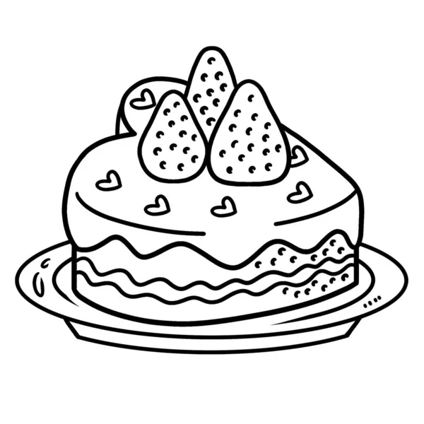 Eine Süße Und Lustige Malseite Von Einem Kuchen Bietet Stundenlangen — Stockvektor
