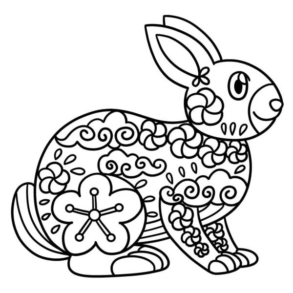 兔子曼达拉的一个可爱而有趣的彩色页面 为孩子们提供几个小时的彩色娱乐 要配色 这一页很容易 适用于幼儿及幼儿 — 图库矢量图片