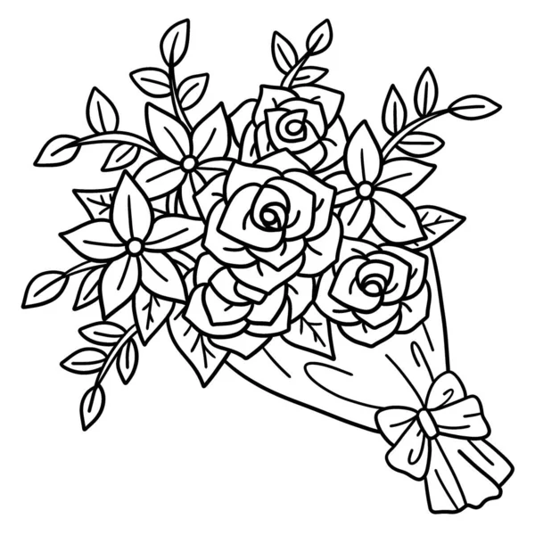 Une Page Colorier Mignonne Drôle Bouquet Fleur Fournit Des Heures — Image vectorielle
