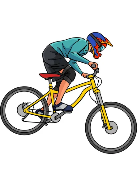 Deze Cartoon Clipart Toont Een Mountain Biker Illustratie — Stockvector