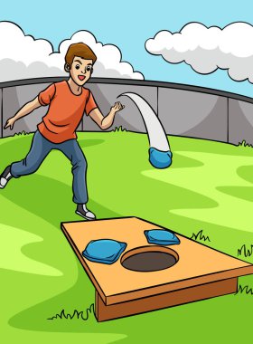 Bu karikatür parçası Cornhole illüstrasyonunu gösterir.