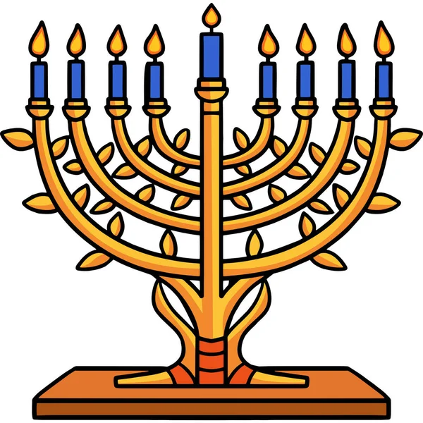 Αυτό Κλιπ Κινουμένων Σχεδίων Δείχνει Μια Απεικόνιση Hanukkah Menorah — Διανυσματικό Αρχείο