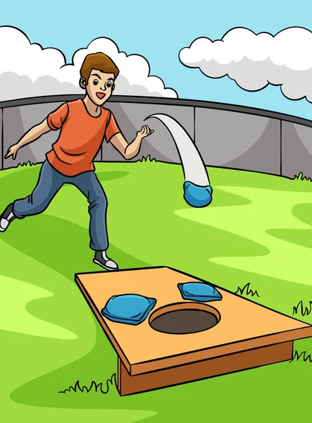 Dieser Cartoon Clip Zeigt Eine Cornhole Illustration — Stockvektor