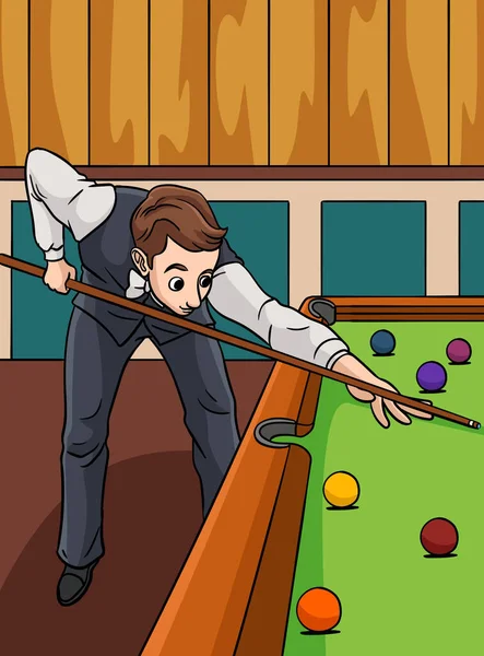 Karikatür Parçası Snooker Illüstrasyonunu Gösteriyor — Stok Vektör