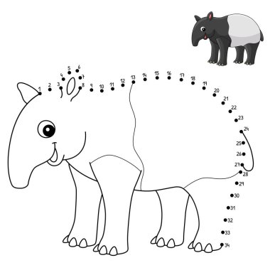 Tapir Hayvanı 'nın şirin ve komik noktalarını birleştirme sayfası. Çocuklar için saatlerce boyama eğlencesi sağlıyor. Renk, bu sayfa çok kolay. Küçük çocuklar ve yeni yürümeye başlayanlar için uygun..