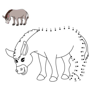 Bir eşeğin şirin ve komik noktalarını birleştirme sayfası. Çocuklar için saatlerce boyama eğlencesi sağlıyor. Renk, bu sayfa çok kolay. Küçük çocuklar ve yeni yürümeye başlayanlar için uygun..