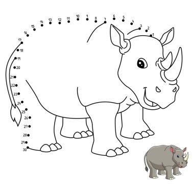 Bir gergedanın şirin ve komik noktalarını birleştirme sayfası. Çocuklar için saatlerce boyama eğlencesi sağlıyor. Renk, bu sayfa çok kolay. Küçük çocuklar ve yeni yürümeye başlayanlar için uygun..