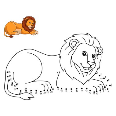 Bir Aslan 'ın şirin ve komik noktalarını birleştirme sayfası. Çocuklar için saatlerce boyama eğlencesi sağlıyor. Renk, bu sayfa çok kolay. Küçük çocuklar ve yeni yürümeye başlayanlar için uygun..