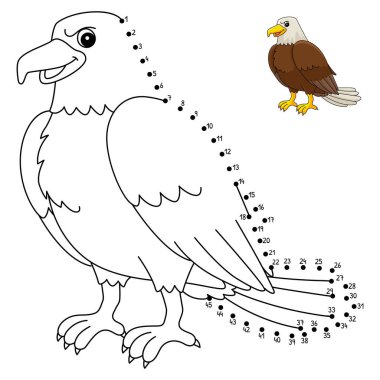 Bir Kartal 'ın şirin ve komik noktalarını birleştirme sayfası. Çocuklar için saatlerce boyama eğlencesi sağlıyor. Renk, bu sayfa çok kolay. Küçük çocuklar ve yeni yürümeye başlayanlar için uygun..