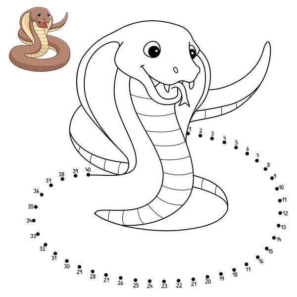 一个可爱和有趣的连接点着色的眼镜蛇的页面 为孩子们提供几个小时的彩色娱乐 这一页很容易 适用于幼儿及幼儿 — 图库矢量图片