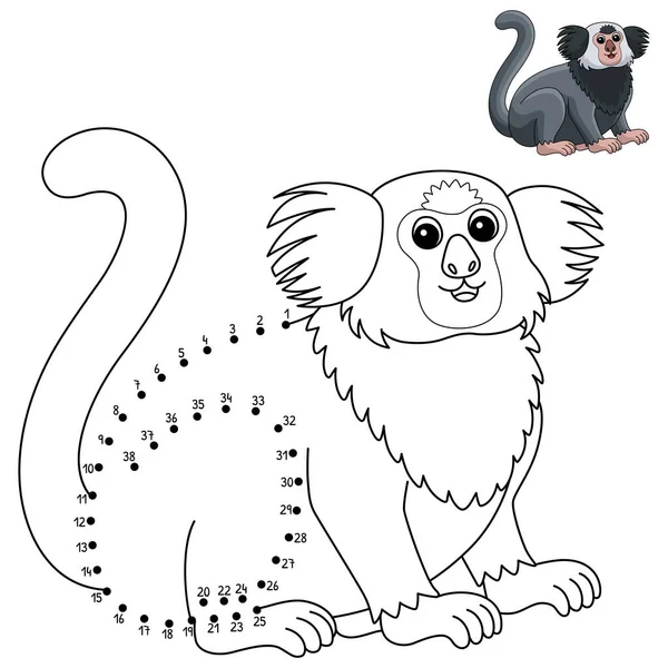 Cute Funny Connect Dots Coloring Page Marmoset Animal Provides Hours — Stock Vector