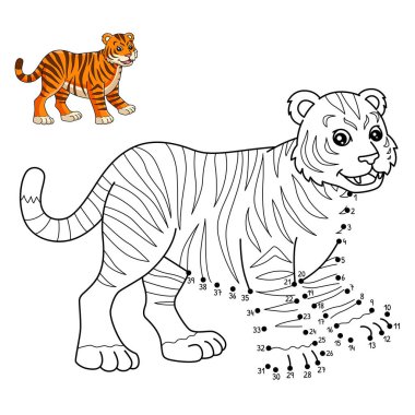 Bir Tiger 'ın şirin ve komik noktalarını birleştirme sayfası. Çocuklar için saatlerce boyama eğlencesi sağlıyor. Renk, bu sayfa çok kolay. Küçük çocuklar ve yeni yürümeye başlayanlar için uygun..