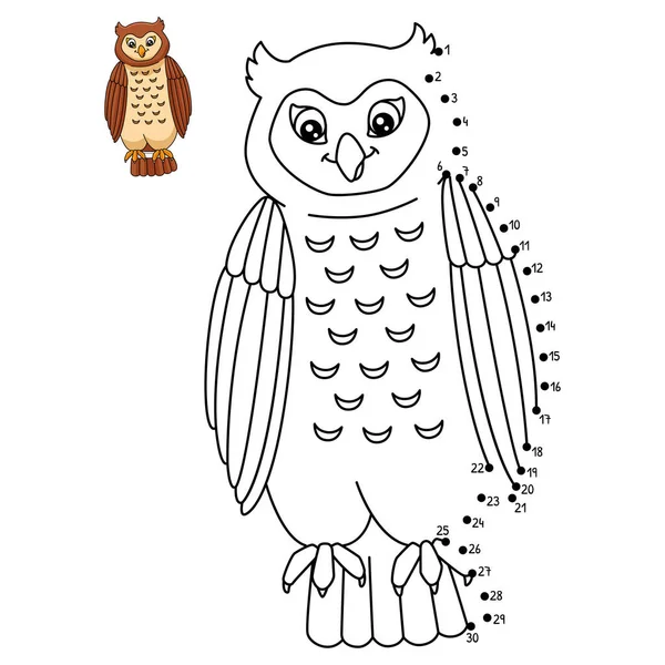 Cute Funny Connect Dots Coloring Page Owl Provides Hours Coloring — Stock Vector