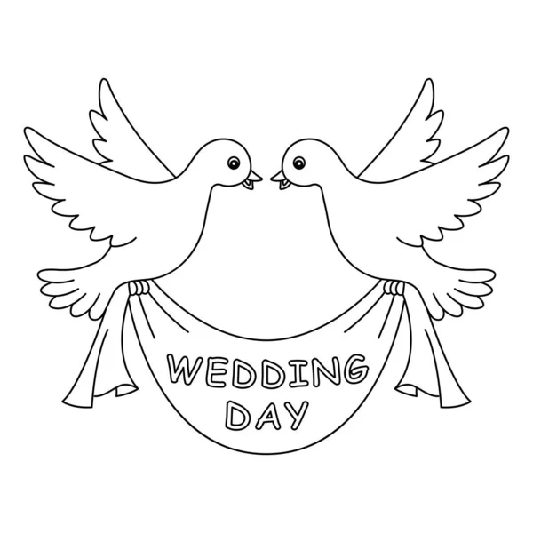 Una Página Para Colorear Lindo Divertido Día Boda Paloma Proporciona — Vector de stock