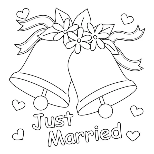 Cute Funny Coloring Page Wedding Bell Provides Hours Coloring Fun — Stock Vector