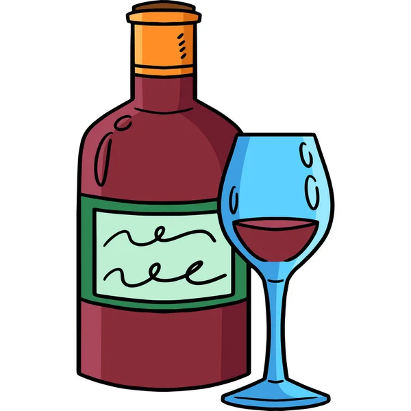 この漫画のクリップは ワインのイラストを示しています — ストックベクタ