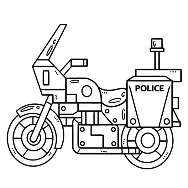 警察のオートバイのかわいいと面白い着色ページ 子供のための着色の楽しみの時間を提供します このページは非常に簡単です 小さな子供や幼児に適しています — ストックベクタ