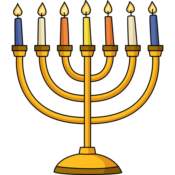 Cartoon Clipart Shows Hanukkah Menorah Illustration — Stock Vector