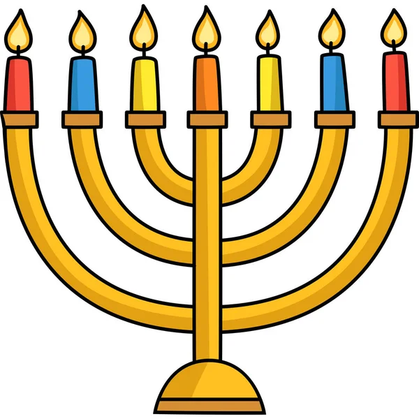 Este Clipart Dibujos Animados Muestra Una Ilustración Hanukkah Menorah — Vector de stock