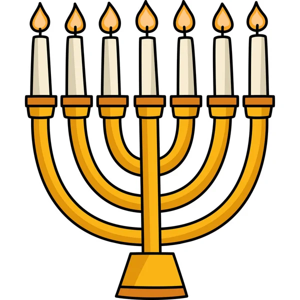 Este Clipart Dos Desenhos Animados Mostra Uma Ilustração Hanukkah Menorah —  Vetores de Stock