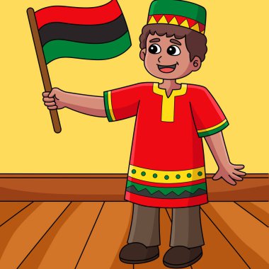 Bu karikatür Kwanzaa 'lı bir çocuğu gösteriyor..