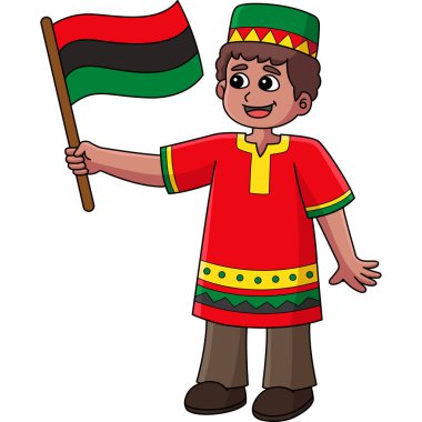 Bu karikatür Kwanzaa 'lı bir çocuğu gösteriyor..