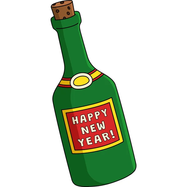 Cartoon Clipart Shows Happy New Year Wine Illustration — Stock Vector