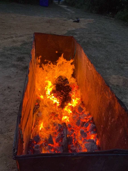 Пламя Огня Камине — стоковое фото