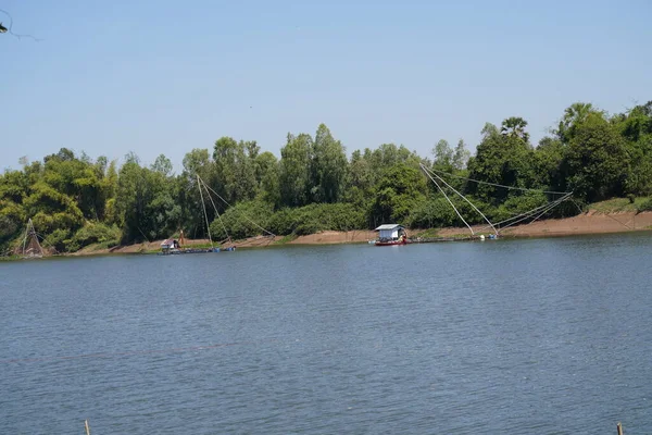 Bateaux Pêche Sur Rivière Été — Photo