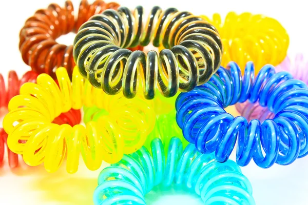Gravatas de cabelo elástico espiral colorido — Fotografia de Stock