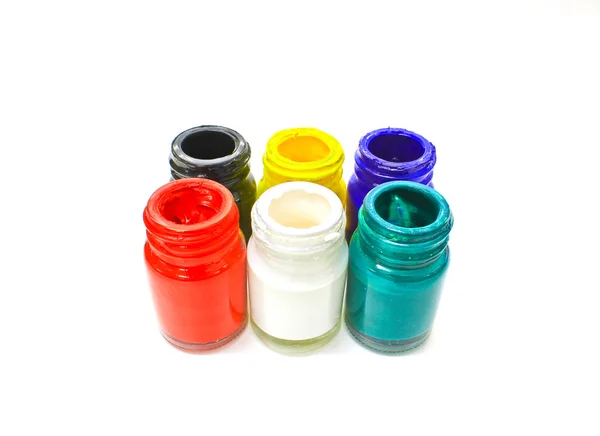 Bottles of poster paints — Stock Photo, Image